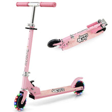 Load image into Gallery viewer, Folding Adjustable Height Kids Toy Kick Scooter with 2 Flashing Wheels-Pink
