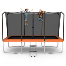 Load image into Gallery viewer, 8 x 14 Feet Rectangular Recreational Trampoline with Safety Enclosure Net and Ladder-Orange
