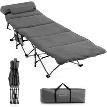 Load image into Gallery viewer, Folding Retractable Travel Camping Cot with Mattress and Carry Bag-Gray
