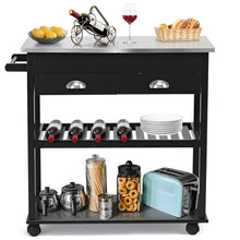 Load image into Gallery viewer, Rolling Kitchen Island Trolley Cart with Drawers-Black
