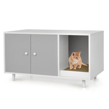 Load image into Gallery viewer, Cat Litter Box Enclosure with Divider and Double Doors-Gray
