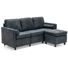 Load image into Gallery viewer, 3 Seat L-Shape Movable Convertible Sectional Sofa with Ottoman-Gray
