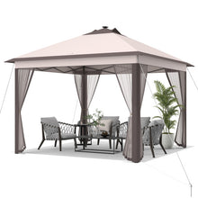 Load image into Gallery viewer, 11 x 11 Feet Portable Outdoor Patio Folding Gazebo with Led Lights -Beige

