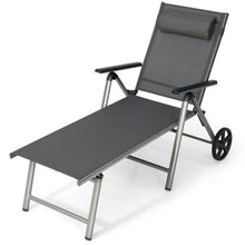 Load image into Gallery viewer, Adjustable Patio Folding Chaise Lounge Chair with Wheels
