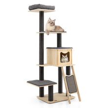 Load image into Gallery viewer, 5-Tier Modern Wood Cat Tower with Washable Cushions-Gray
