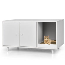 Load image into Gallery viewer, Cat Litter Box Enclosure with Divider and Double Doors-White
