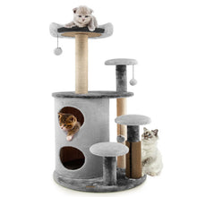 Load image into Gallery viewer, 40 Inch Cat Tree Tower Multi-Level Activity Tree with 2-Tier Cat-Hole Condo-Gray
