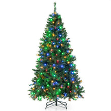 Load image into Gallery viewer, 7 Feet Pre-Lit Hinged Christmas Tree with 350 Multi-Color Lights
