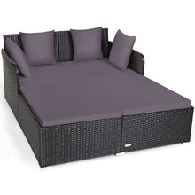 Load image into Gallery viewer, Outdoor Patio Rattan Daybed Thick Pillows Cushioned Sofa Furniture-Gray
