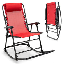 Load image into Gallery viewer, Outdoor Patio Camping Lightweight Folding Rocking Chair with Footrest -Red
