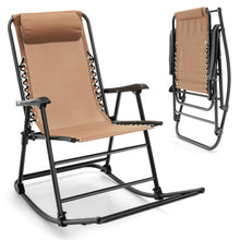 Load image into Gallery viewer, Outdoor Patio Camping Lightweight Folding Rocking Chair with Footrest -Beige
