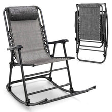 Load image into Gallery viewer, Outdoor Patio Camping Lightweight Folding Rocking Chair with Footrest -Gray
