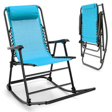 Load image into Gallery viewer, Outdoor Patio Camping Lightweight Folding Rocking Chair with Footrest -Navy
