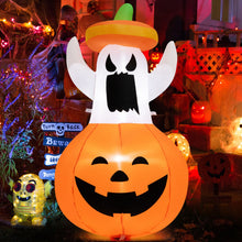 Load image into Gallery viewer, Inflatable Halloween Ghost Decoration with Hat and Pumpkin Lantern
