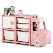Load image into Gallery viewer, Toddler Truck Storage Organizer with Plastic Bins-Pink
