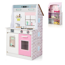 Load image into Gallery viewer, 2-In-1 Kids Kitchen Playset and Dollhouse with Accessories

