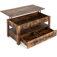 Load image into Gallery viewer, Lift Top Coffee Table with 2 Storage Drawers and Hidden Compartment-Rustic Brown
