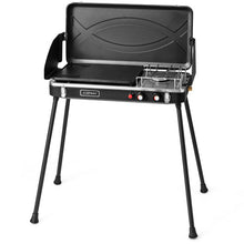 Load image into Gallery viewer, 2-in-1 Gas Camping Grill and Stove with Detachable Legs-Black
