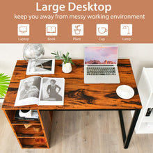 Load image into Gallery viewer, Computer Desk with 5 Side Shelves and Metal Frame-Rustic Brown
