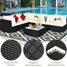 Load image into Gallery viewer, 7-Piece Outdoor Sectional Wicker Patio Sofa Set with Tempered Glass Top-Beige
