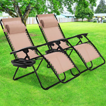 Load image into Gallery viewer, 2 Pieces Folding Recliner Zero Gravity Lounge Chair - Beige
