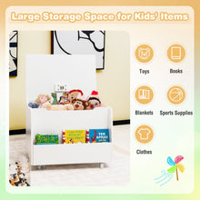 Load image into Gallery viewer, Wooden Mobile Toy Storage Organizer with Bookshelf and Lockable Wheels-White
