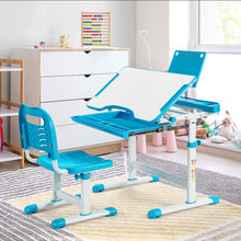 Load image into Gallery viewer, Height Adjustable Kids Study Table and Chair Set with Bookstand-Blue

