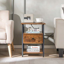 Load image into Gallery viewer, 1/2 Pieces 3-Tier Nightstand with Charging Station and Drawer-1 Piece
