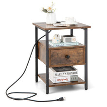 Load image into Gallery viewer, 1/2 Pieces 3-Tier Nightstand with Charging Station and Drawer-1 Piece
