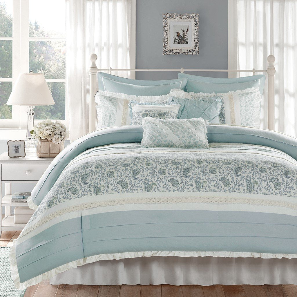 Madison Park Dawn 9 Piece Cotton Percale Comforter Set -King MP10-387 By Olliix