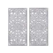 Load image into Gallery viewer, Madison Park Botanical Wood Panel Carved Wall Panel 2 Piece Set MP95B-0230 By Olliix
