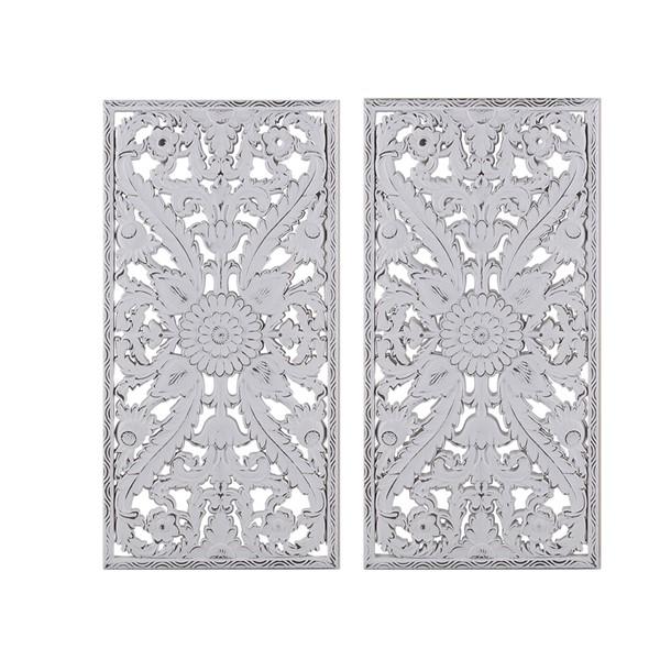 Madison Park Botanical Wood Panel Carved Wall Panel 2 Piece Set MP95B-0230 By Olliix