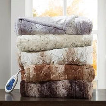Load image into Gallery viewer, Beautyrest Zuri 100% Polyester Marble Faux Fur Heated Throw BR54-1371 By Olliix
