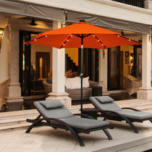 Load image into Gallery viewer, 9 Feet Solar LED Lighted Patio Market Umbrella Tilt Adjustment Crank Lift-Orange
