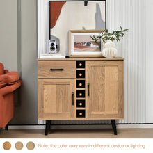 Load image into Gallery viewer, 2-Door Buffet Sideboard with 6-Bottle Wine Rack Drawer
