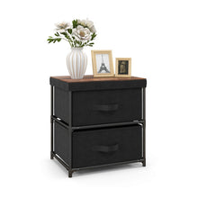 Load image into Gallery viewer, 2-Drawer Nightstand with Removable Fabric Bins and Pull Handles-Black
