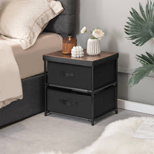 Load image into Gallery viewer, 2-Drawer Nightstand with Removable Fabric Bins and Pull Handles-Black

