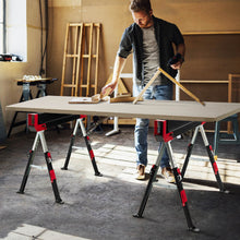 Load image into Gallery viewer, 2-Pack Folding Sawhorses with Supporting Arms-Red
