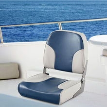 Load image into Gallery viewer, 2 Pieces Low Back Boat Seat Set with Sponge Padding and Aluminum Hinges-Blue
