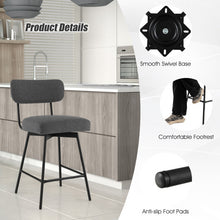 Load image into Gallery viewer, 25&quot; 2-Piece Modern Upholstered Bar Stools with Back and Footrests-Gray
