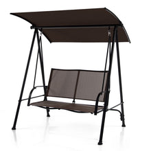 Load image into Gallery viewer, 2-Seat Outdoor Canopy Swing with Comfortable Fabric Seat and Heavy-duty Metal Frame-Brown
