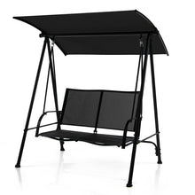Load image into Gallery viewer, 2-Seat Outdoor Canopy Swing with Comfortable Fabric Seat and Heavy-duty Metal Frame-Black
