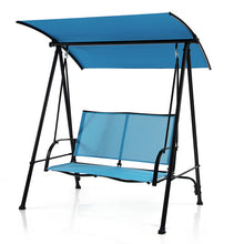 Load image into Gallery viewer, 2-Seat Outdoor Canopy Swing with Comfortable Fabric Seat and Heavy-duty Metal Frame-Navy
