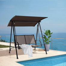 Load image into Gallery viewer, 2-Seat Outdoor Canopy Swing with Comfortable Fabric Seat and Heavy-duty Metal Frame-Brown
