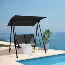 Load image into Gallery viewer, 2-Seat Outdoor Canopy Swing with Comfortable Fabric Seat and Heavy-duty Metal Frame-Black
