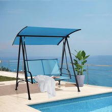 Load image into Gallery viewer, 2-Seat Outdoor Canopy Swing with Comfortable Fabric Seat and Heavy-duty Metal Frame-Navy
