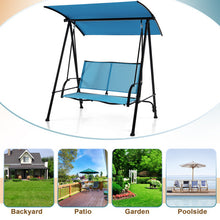 Load image into Gallery viewer, 2-Seat Outdoor Canopy Swing with Comfortable Fabric Seat and Heavy-duty Metal Frame-Navy

