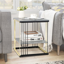 Load image into Gallery viewer, 2-Tier Metal Square Side End Table with Removable Shelf-Gray
