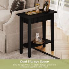 Load image into Gallery viewer, 2-Tier Narrow Wood End Table with Storage Shelf for Small Spaces-Black

