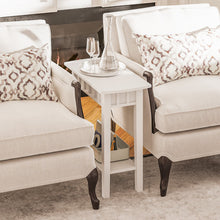 Load image into Gallery viewer, 2-Tier Narrow Wood End Table with Storage Shelf for Small Spaces-White
